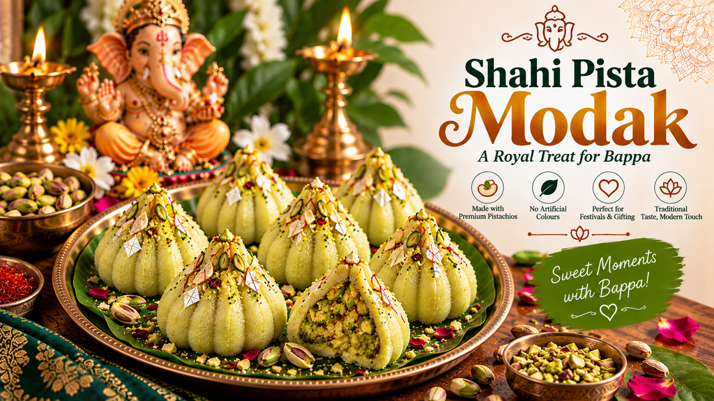 Shahi Pista Modak loaded with pistachios