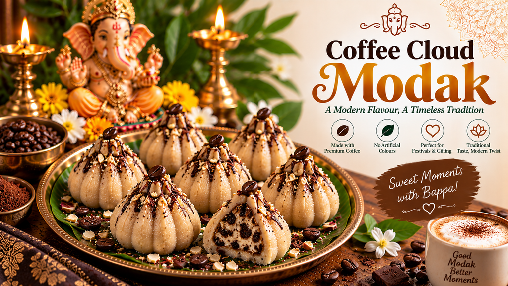 Coffee Cloud Modak - cream based modak with coffee flavour
