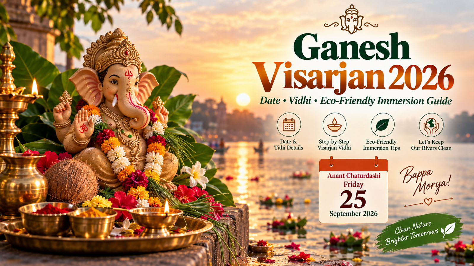 Ganesh idol being immersed in water bucket at home for eco-friendly visarjan 2026